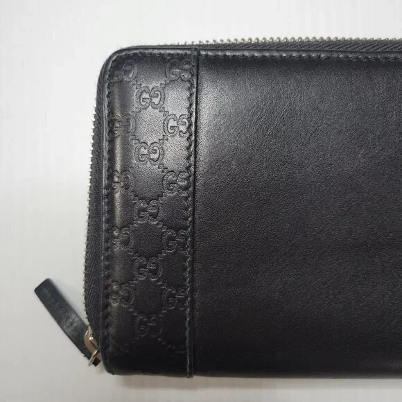 GUCCI embossed leather logo zip around long wallet black - Picture 3 of 15